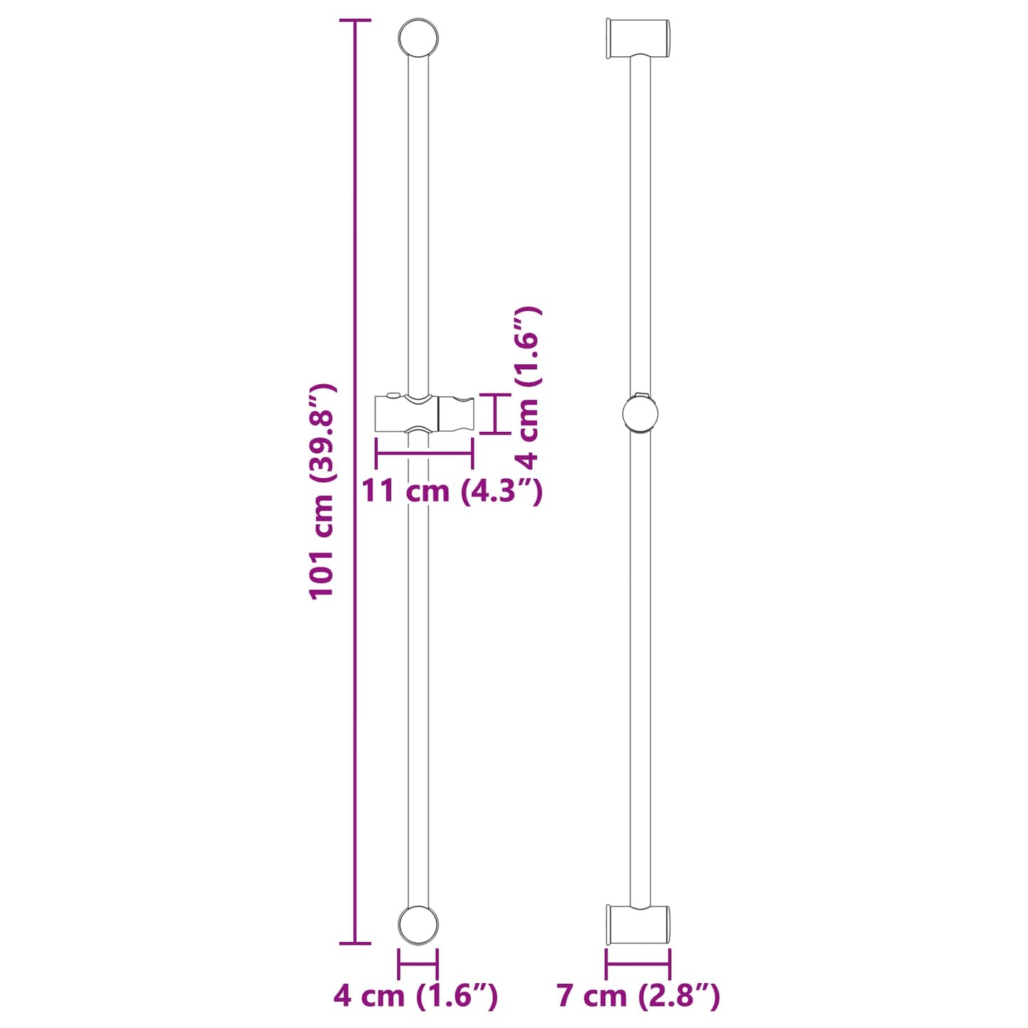 Shower Head Holder Chrome 100 cm Stainless Steel
