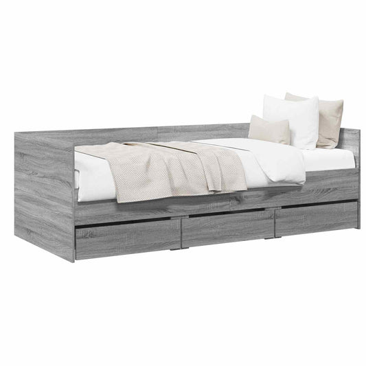 Daybed with Drawer with Headboard Grey Sonoma Engineered Wood
