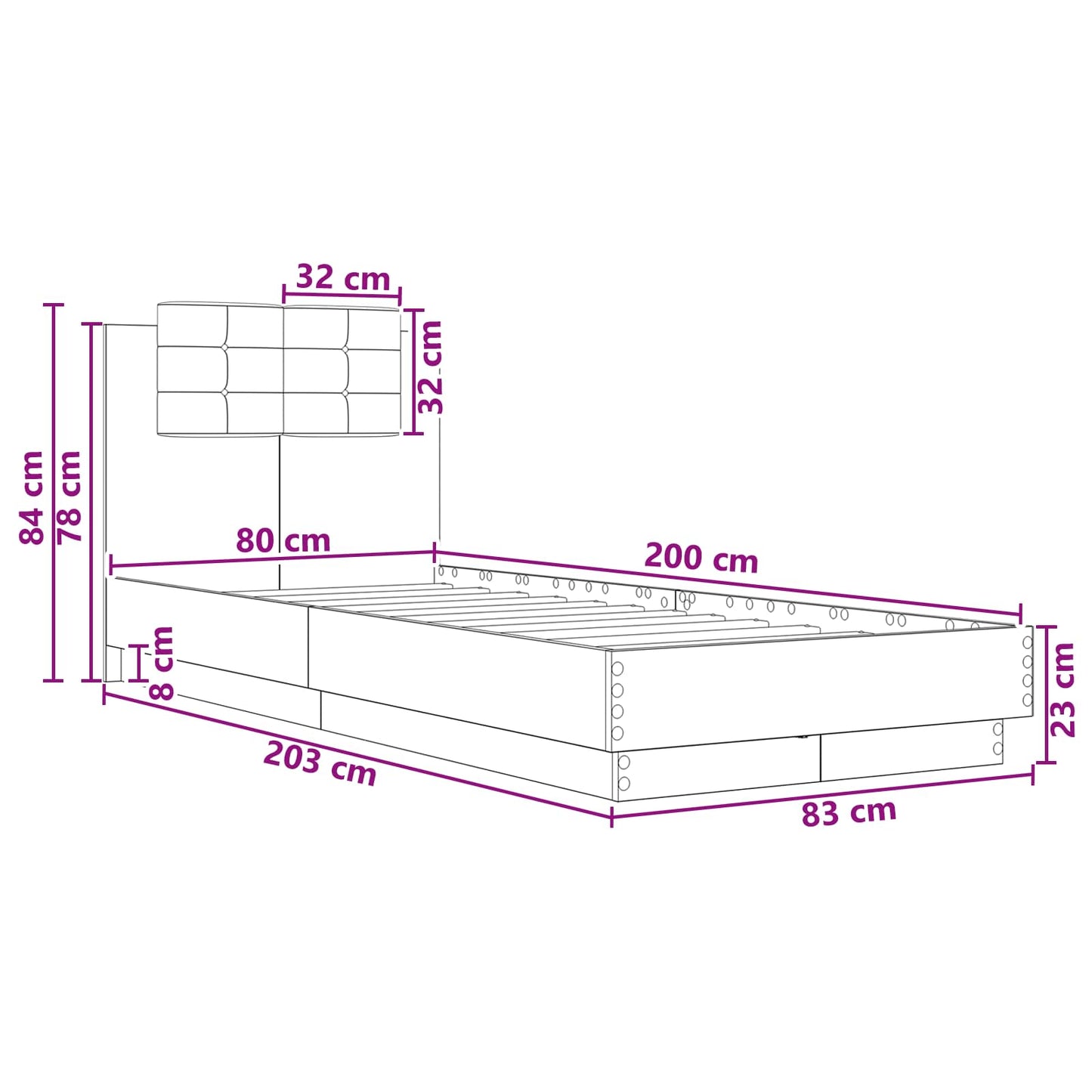 Bed Frame with Headboard Artisian Oak Engineered Wood