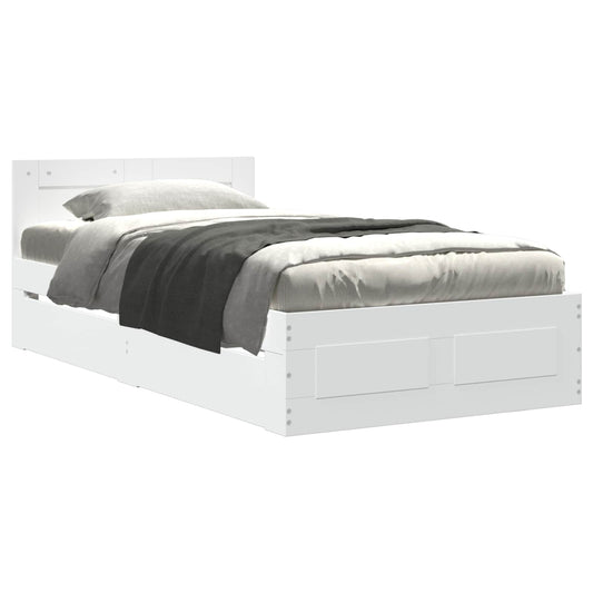 Bed Frame with Drawer with Storage 2 pcs White Engineered Wood