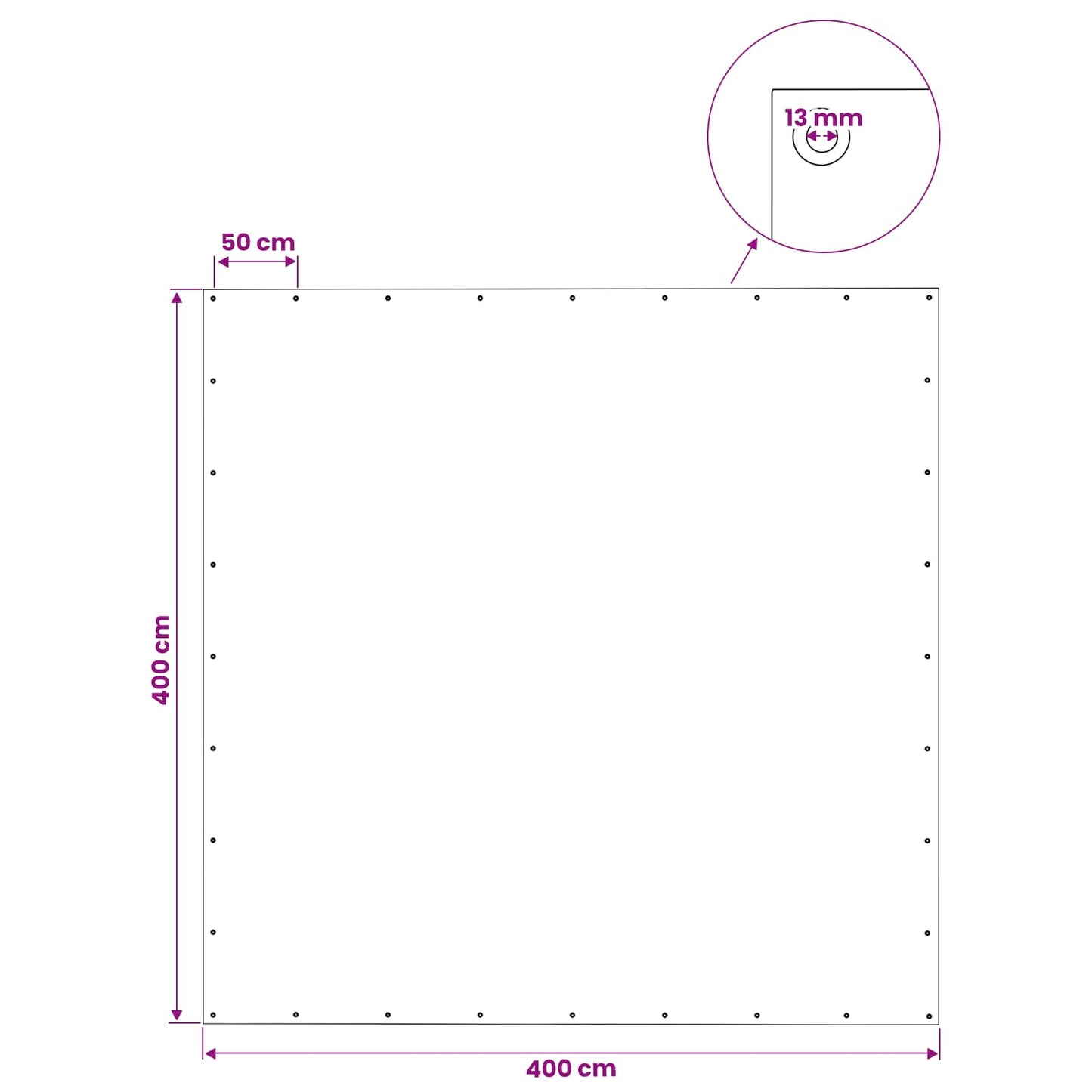 Tarpaulin with Eyelets Green 4 x 4 m 140 gsm PE