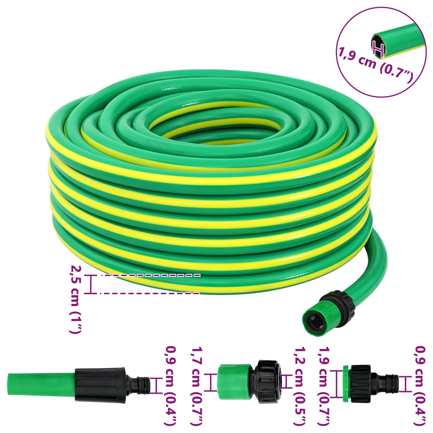 Garden Hose 5-Ply Green and Yellow 19 mm PVC