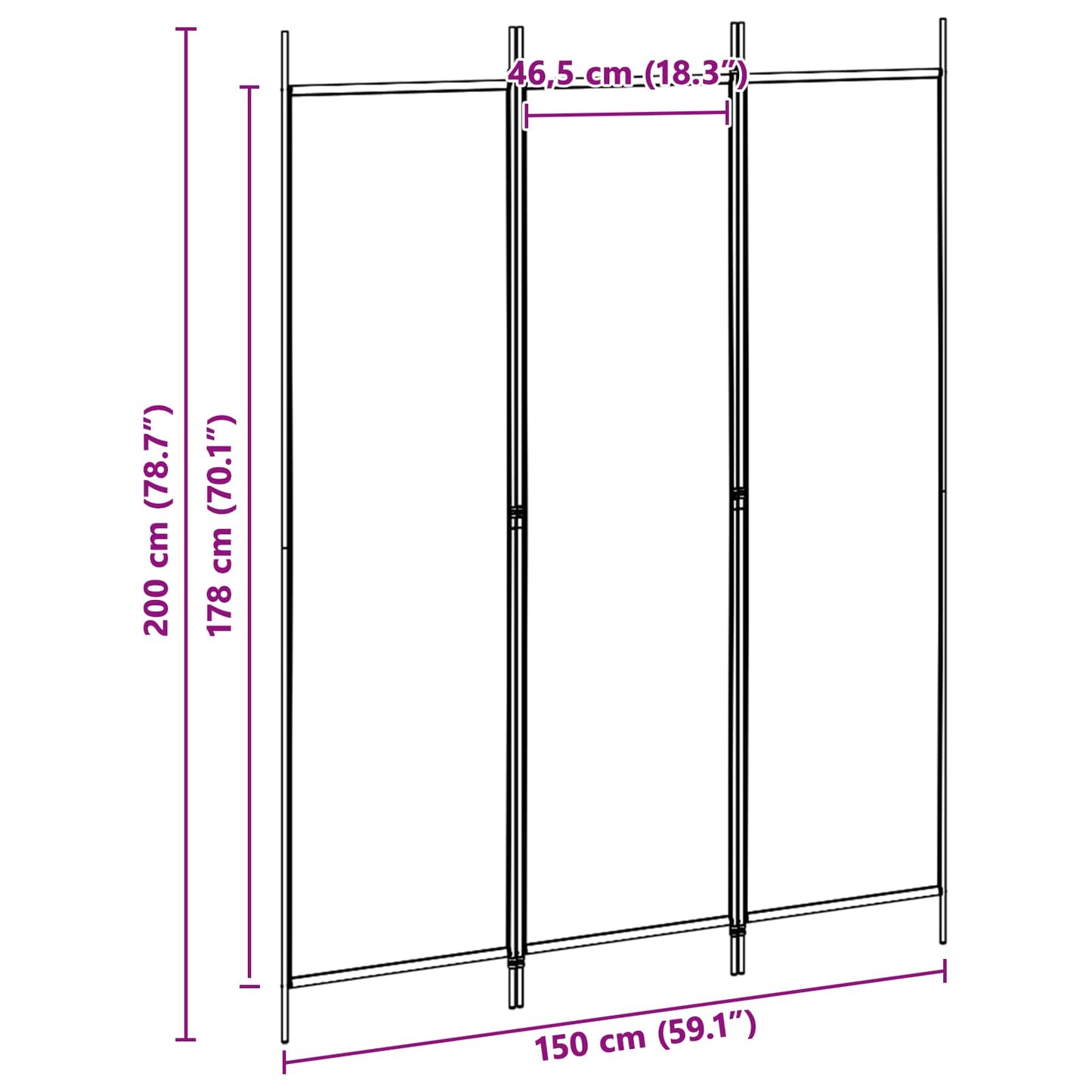 3-Panel Room Divider Beige 59.06 x 78.74 in Fabric