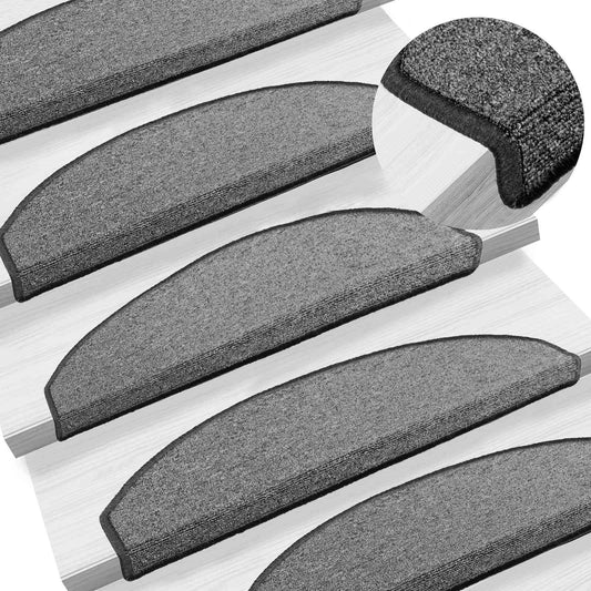 Self-adhesive Stair Mats 15 pcs 80 x 24.5 x 3.5 cm Dark Grey