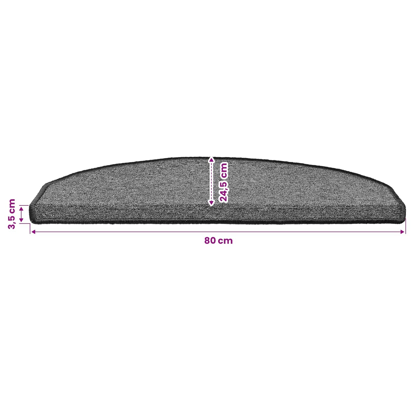 Self-adhesive Stair Mats 15 pcs 80 x 24.5 x 3.5 cm Dark Grey
