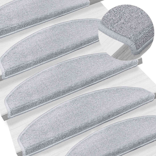 Self-adhesive Stair Mats 15 pcs 80 x 24.5 x 3.5 cm Light Grey