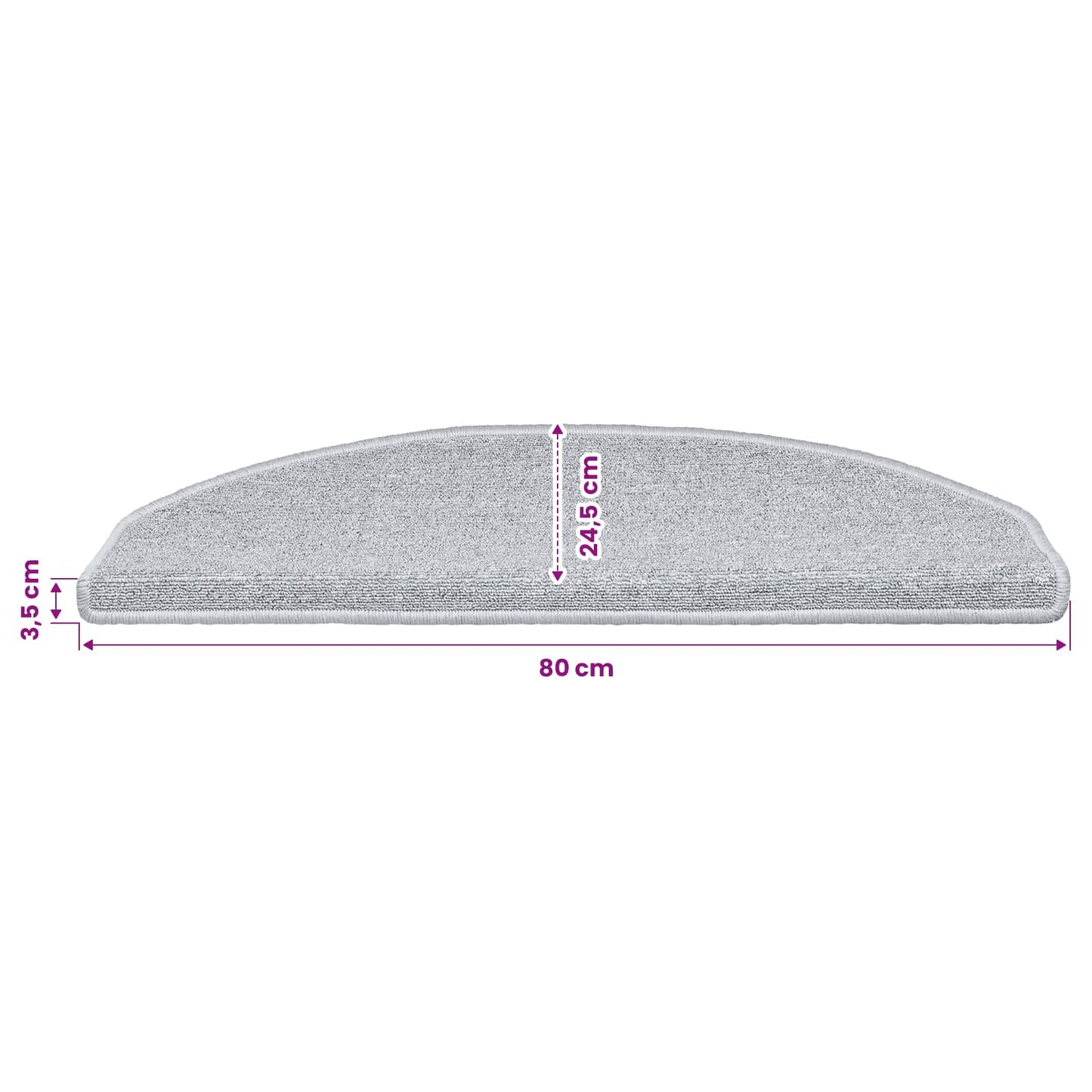 Self-adhesive Stair Mats 15 pcs 80 x 24.5 x 3.5 cm Light Grey