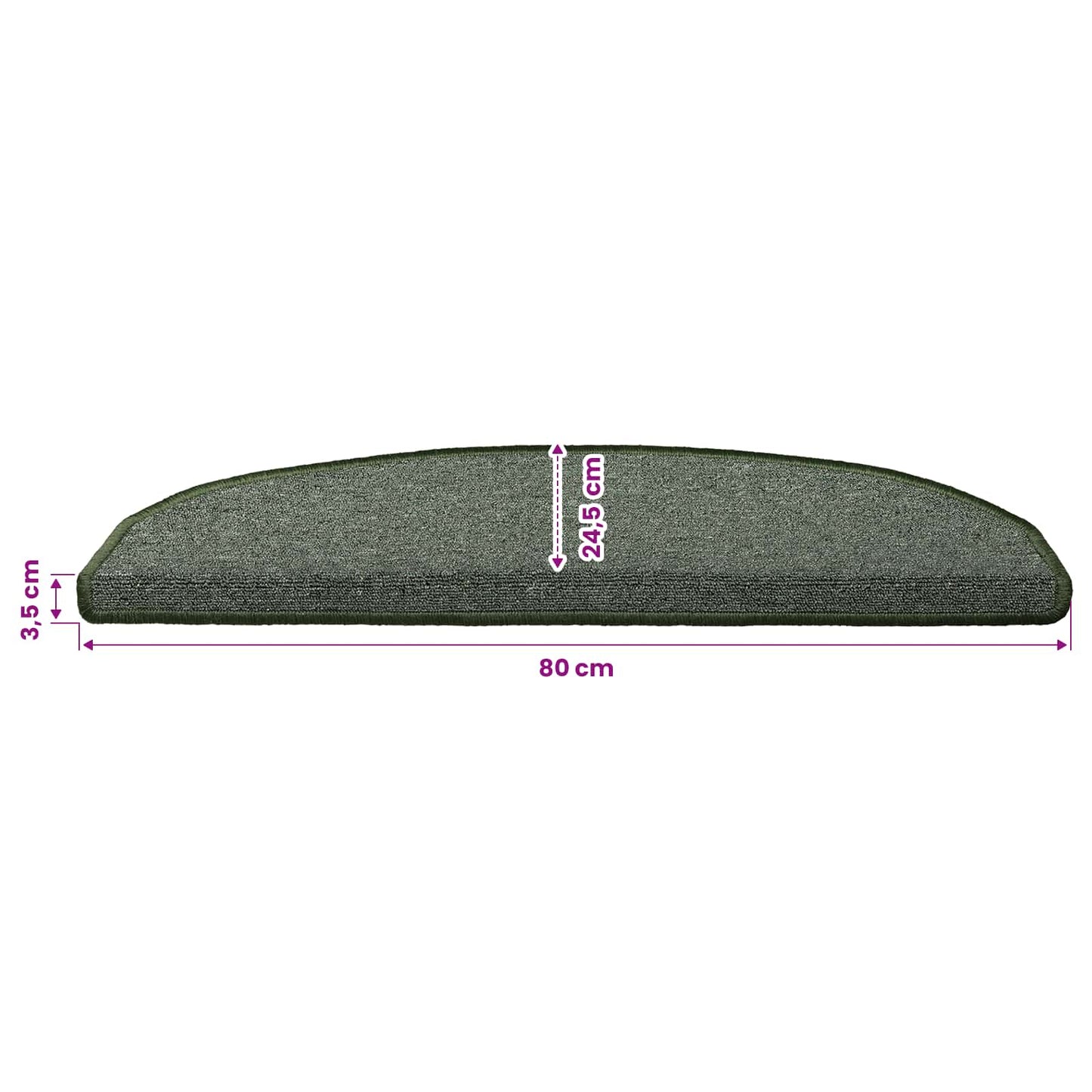 Self-adhesive Stair Mats 15 pcs 80 x 24.5 x 3.5 cm Dark Green