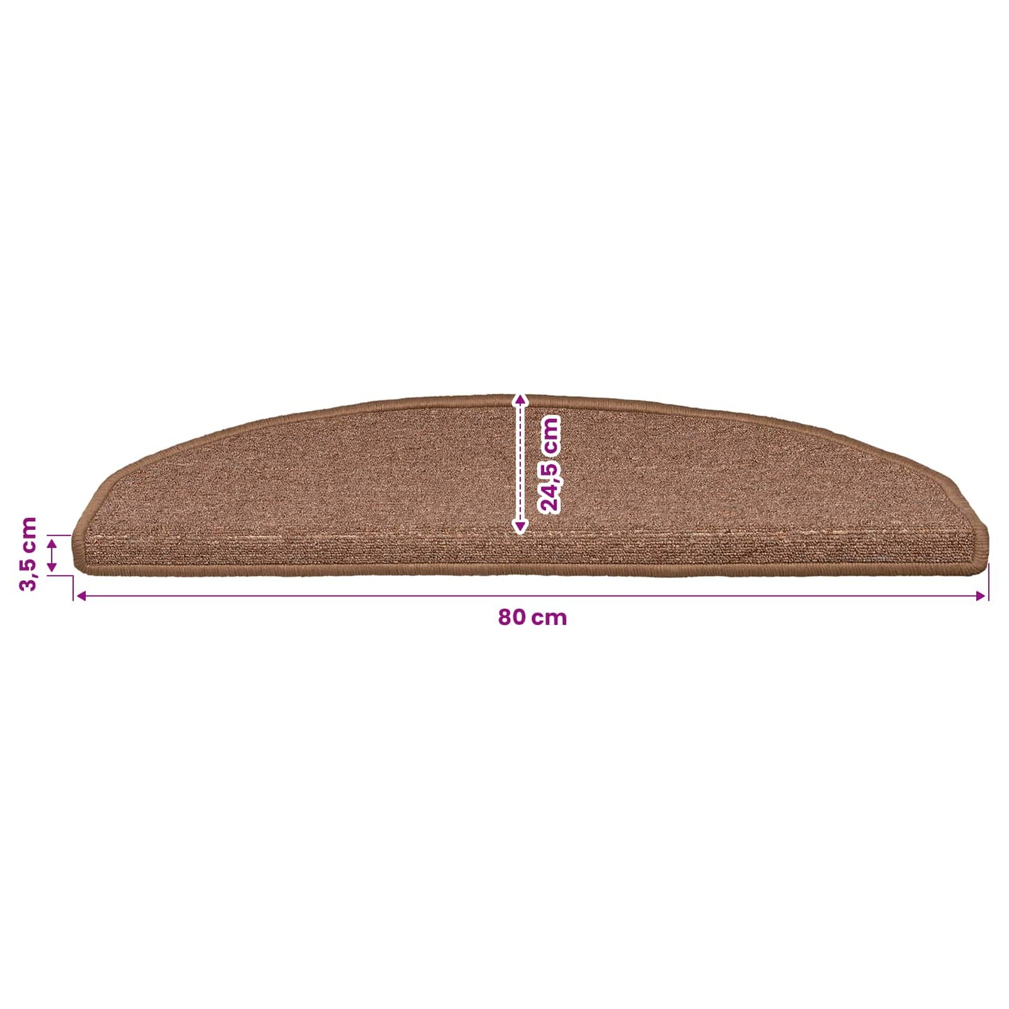 Self-adhesive Stair Mats 15 pcs 80 x 24.5 x 3.5 cm Brown
