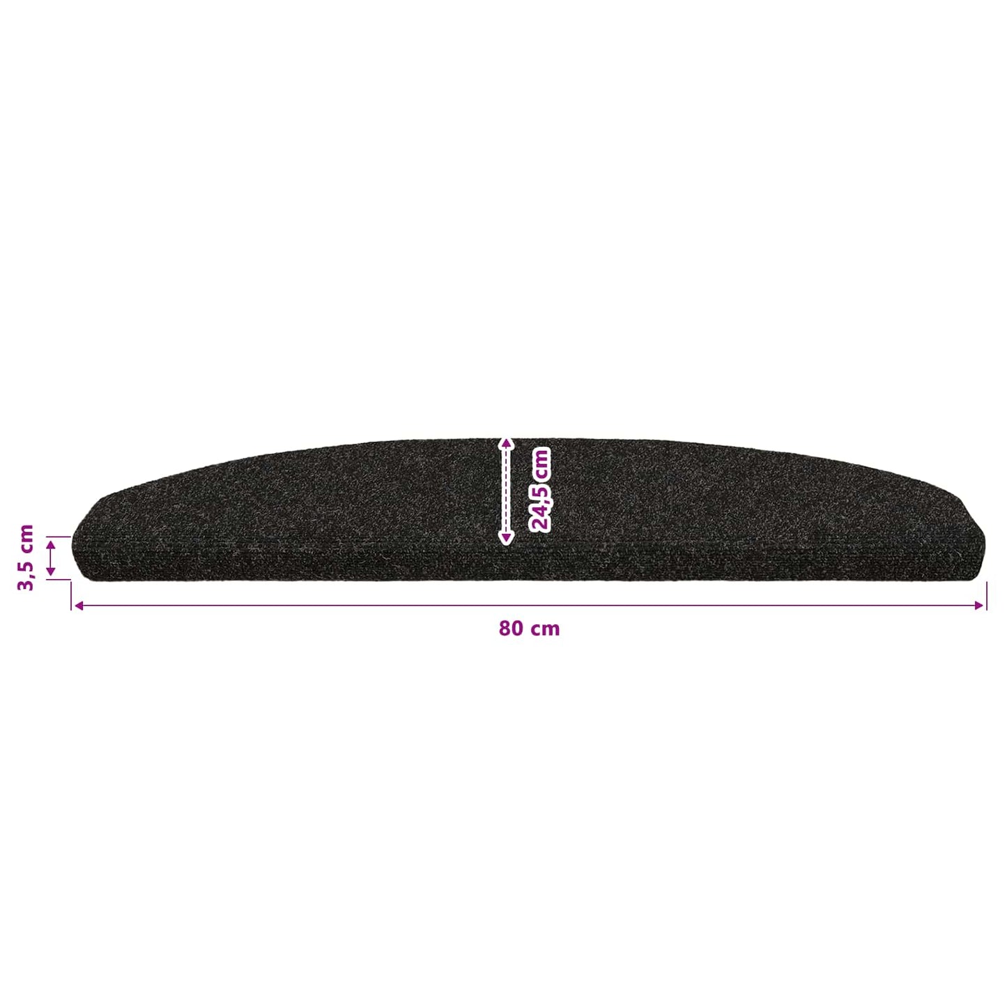 Self-adhesive Stair Mats 15 pcs 80 x 24.5 x 3.5 cm Black