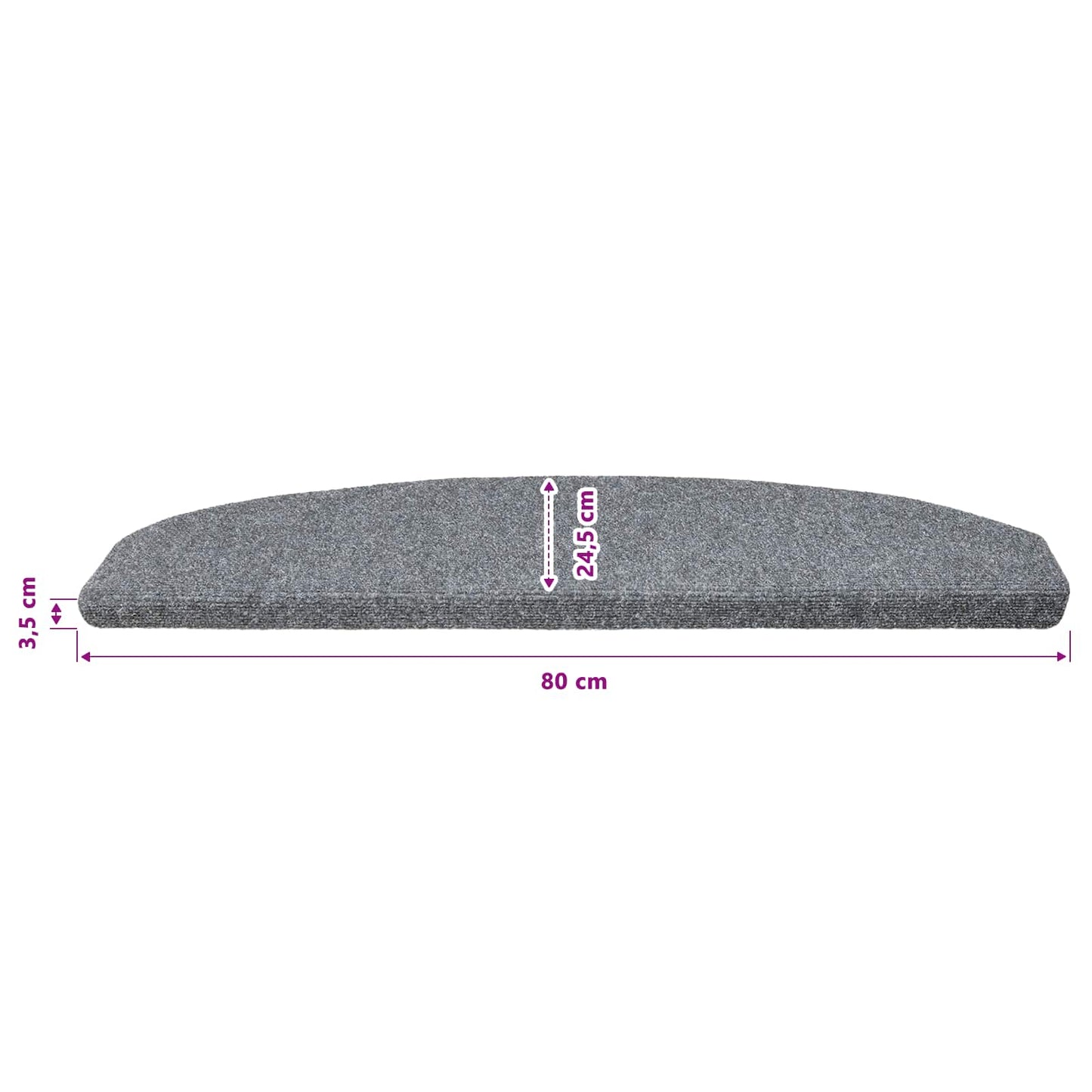 Self-adhesive Stair Mats 15 pcs 80 x 24.5 x 3.5 cm Light Grey