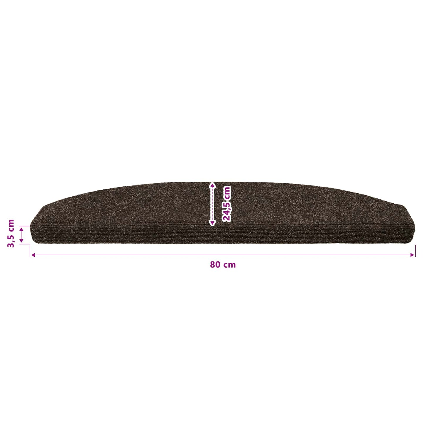 Self-adhesive Stair Mats 15 pcs 80 x 24.5 x 3.5 cm Dark Brown