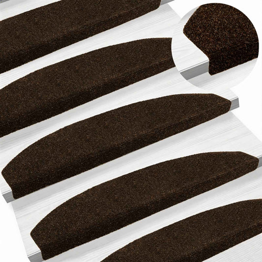 Self-adhesive Stair Mats 15 pcs 80 x 24.5 x 3.5 cm Brown