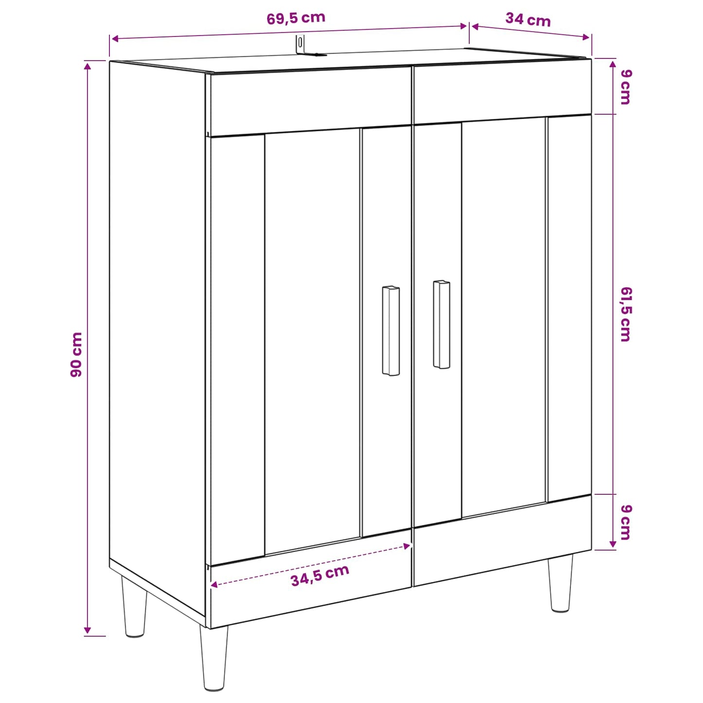 Sideboard Old Wood 69.5 x 34 x 90 cm Engineered Wood
