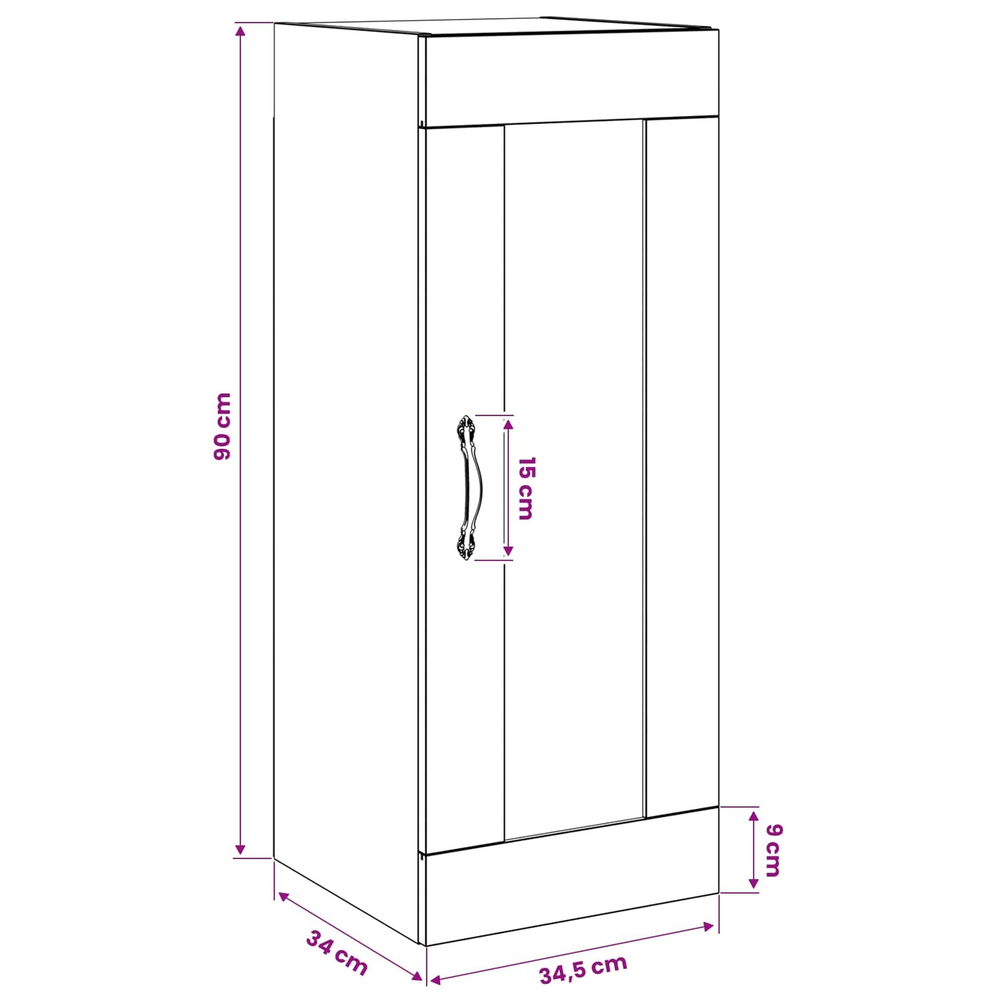 Wall Cabinet Black Oak 34.5 x 34 x 90 cm Engineered Wood