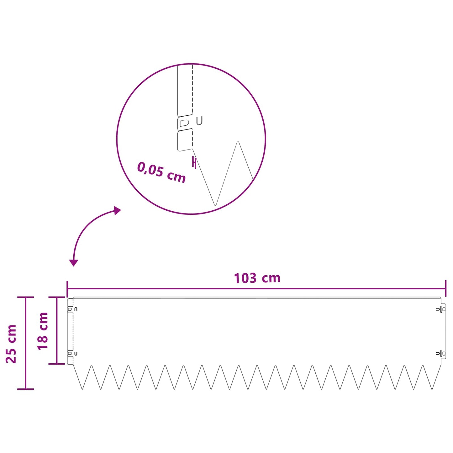 Lawn Edging 10 pcs 103 x 25 cm Steel Black