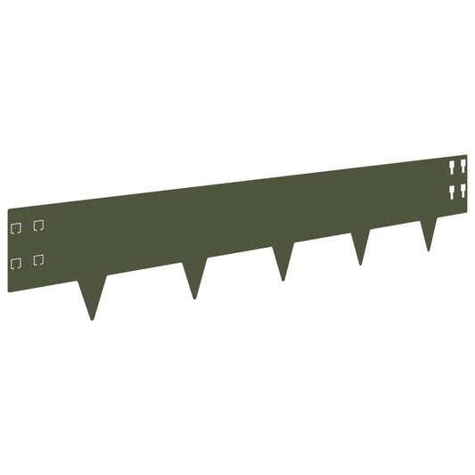 Lawn Edging 20 pcs 100 x 20 cm Steel Olive Green