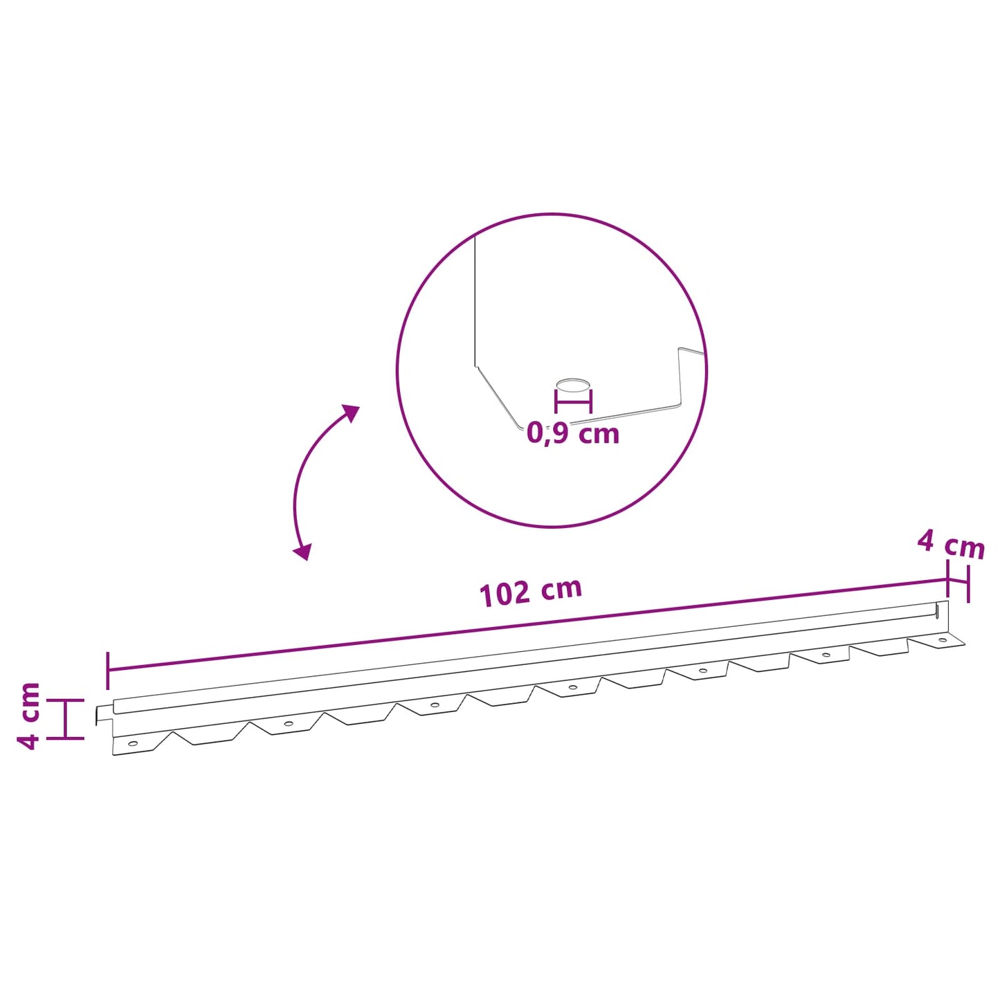 Lawn Edging 50 pcs 102 x 4 x 4 cm Steel Silver