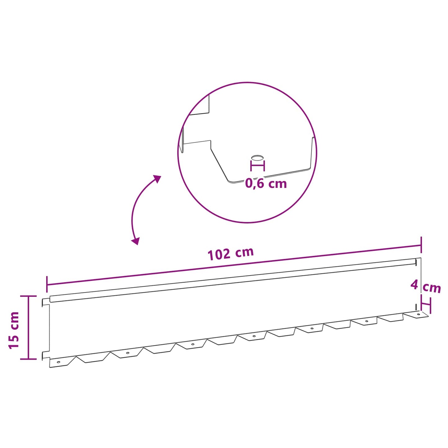 Lawn Edging 20 pcs 102 x 15 x 4 cm Steel Anthracite