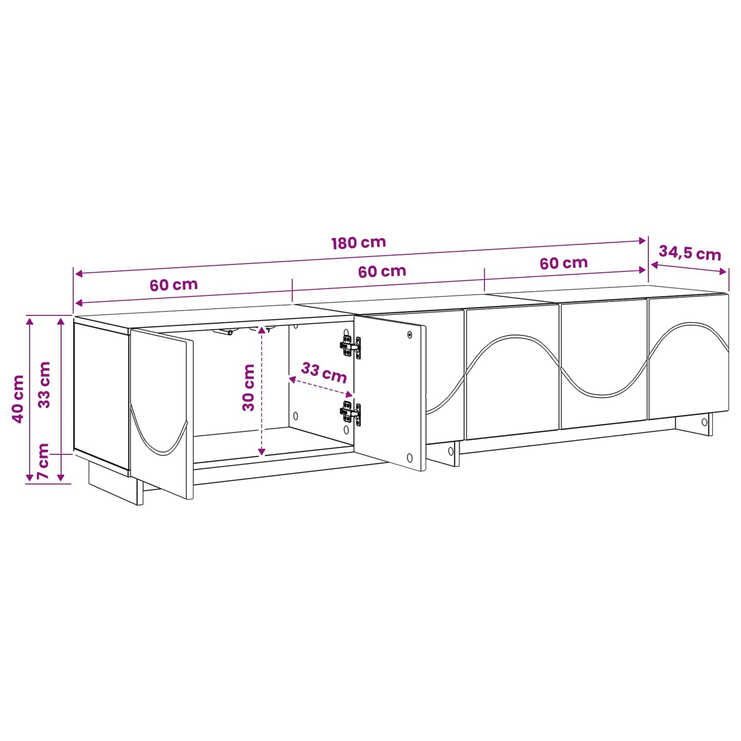 TV Stand 180 x 34.5 x 40 cm Artisan Oak Engineered Wood