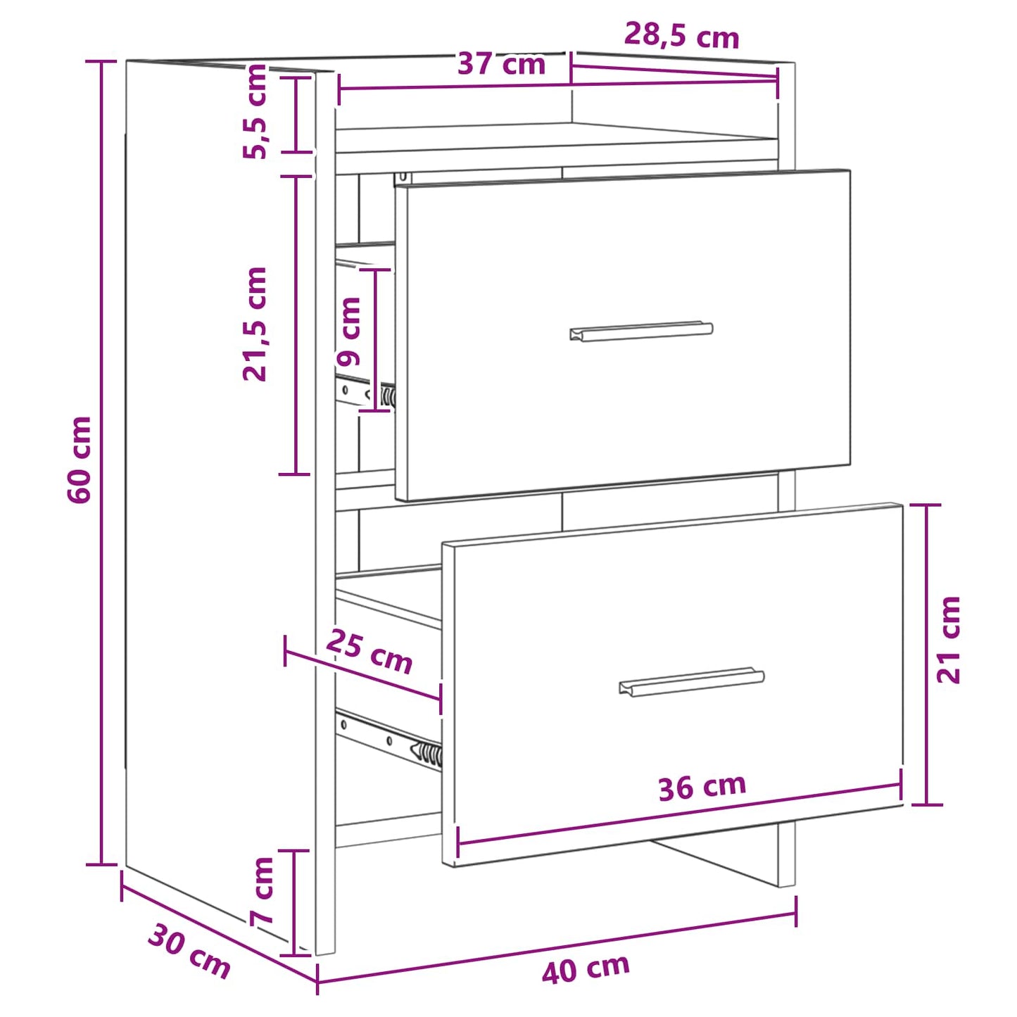 Bedside Tables Old Wood 40 x 30 x 60 cm Engineered Wood