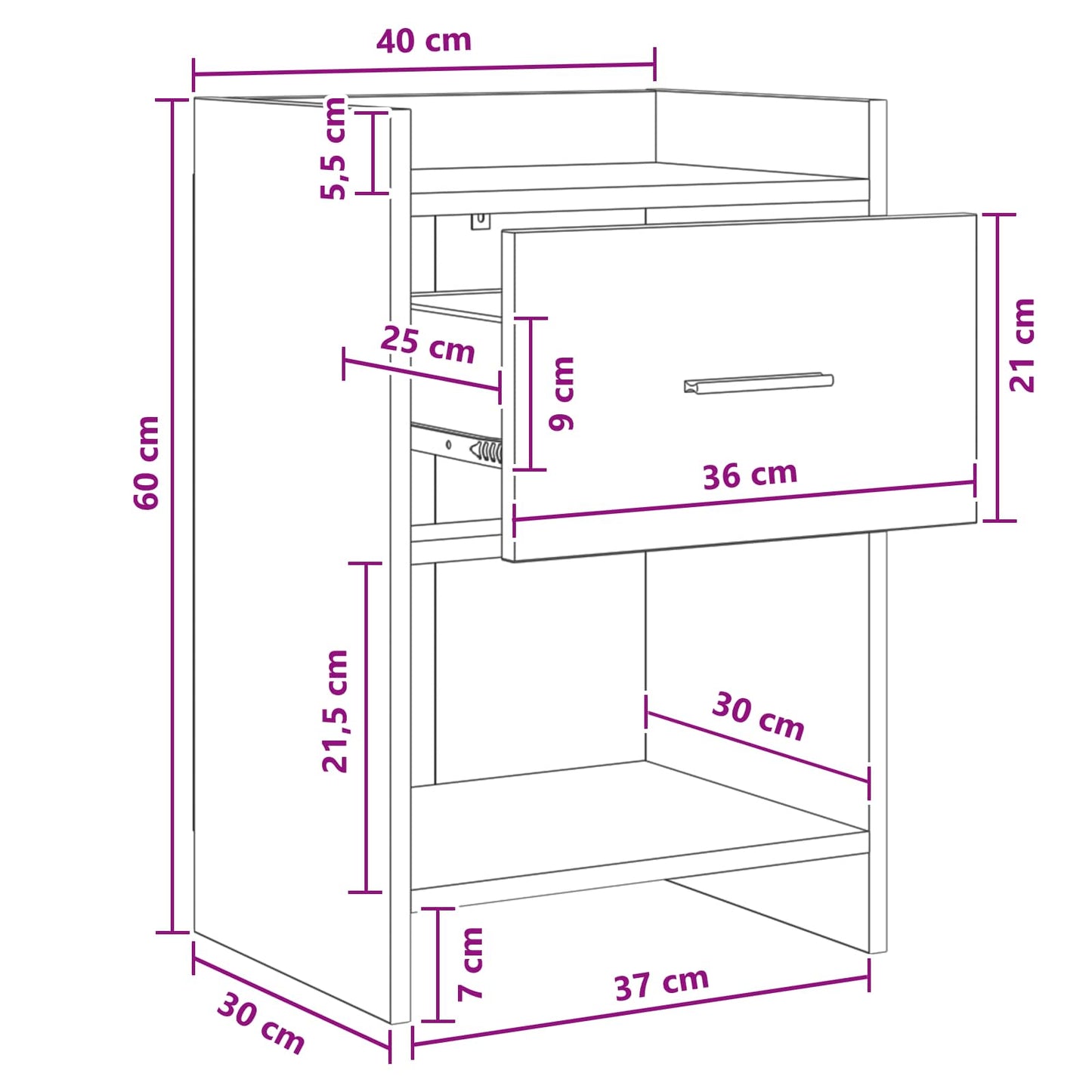 Bedside Tables 2 pcs Smoked Oak 40 x 30 x 60 cm Engineered Wood