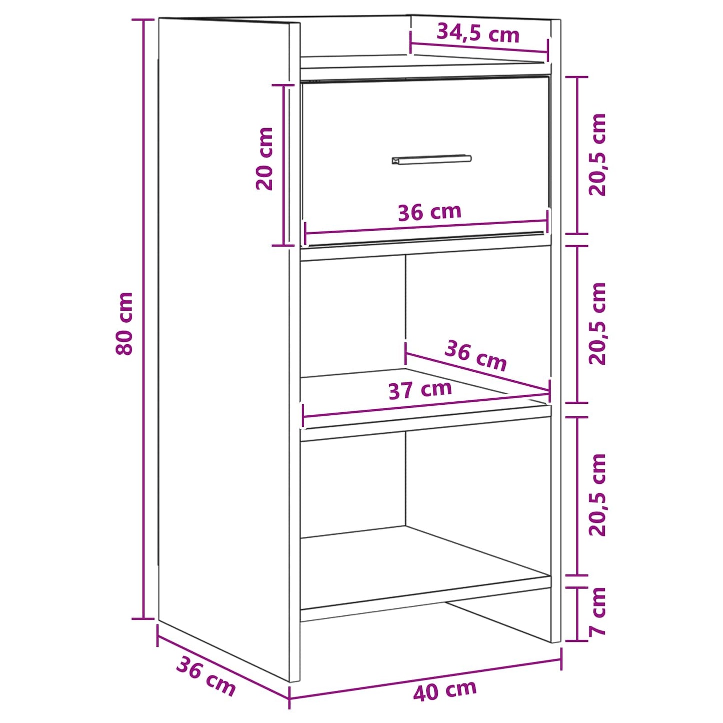 Sideboard White 40 x 36 x 80 cm Engineered Wood