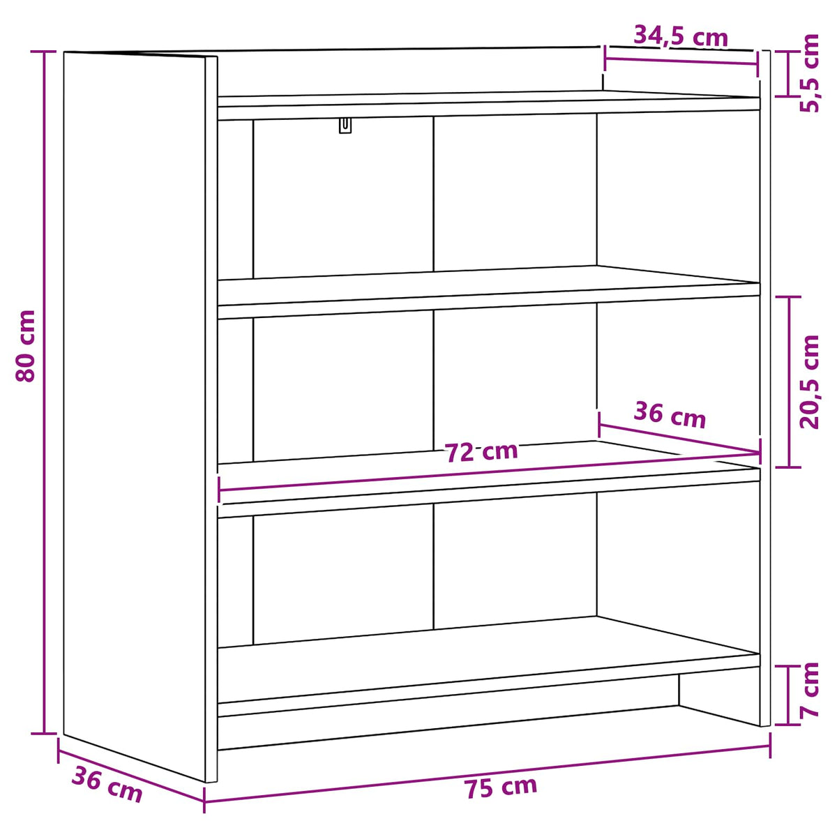 Sideboard Black Oak 75 x 36 x 80 cm Engineered Wood