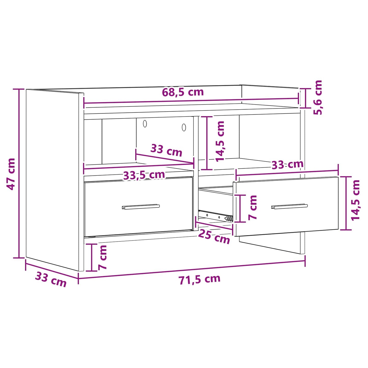 TV Cabinet 71.5 x 33 x 47 cm Concrete Grey Engineered Wood