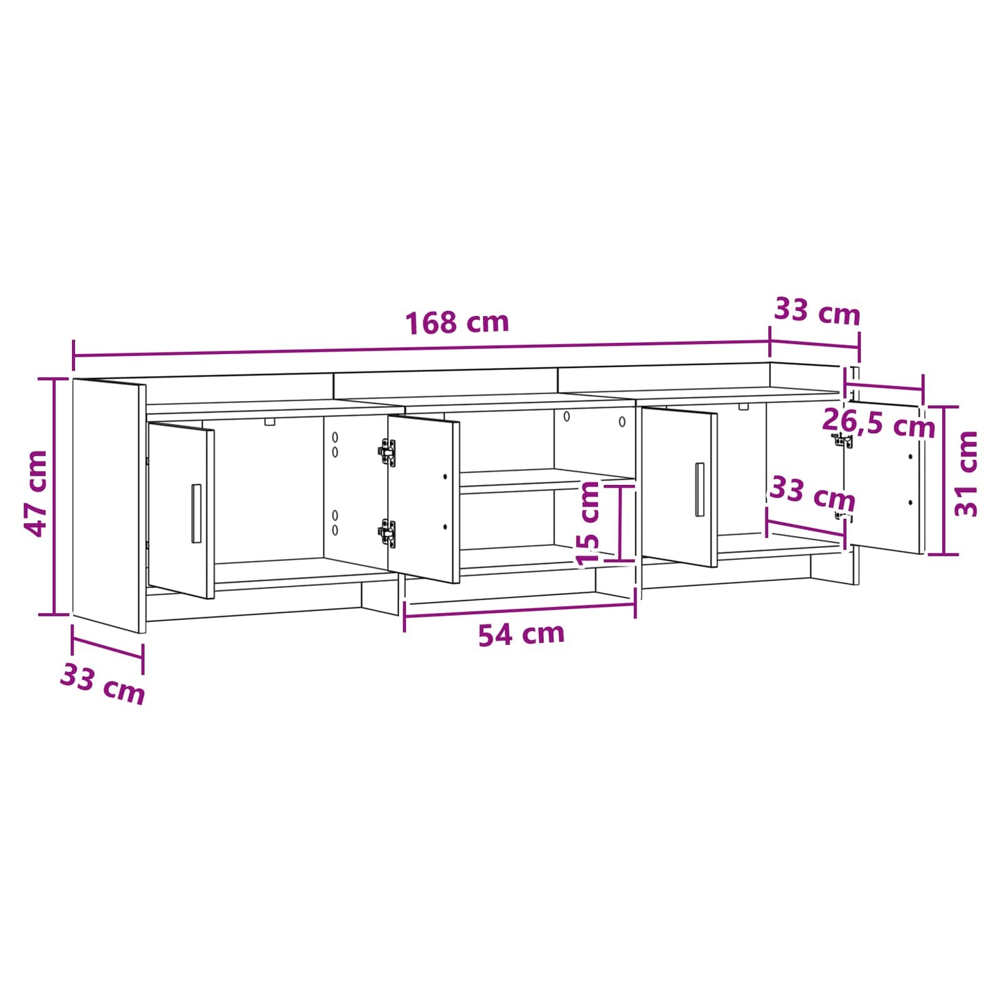 TV Cabinet 168 x 33 x 47 cm Concrete Grey Engineered Wood