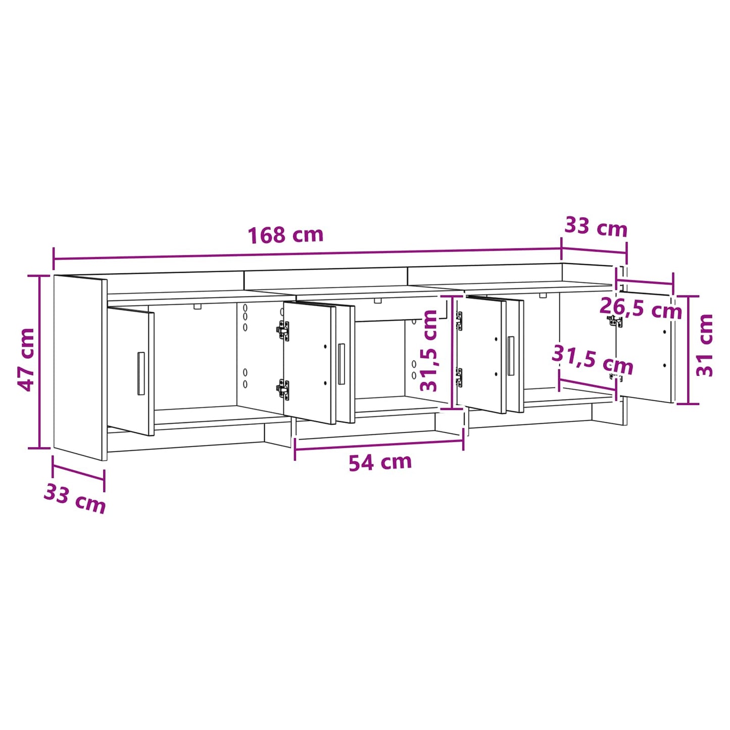TV Cabinet 168 x 33 x 47 cm Concrete Grey Engineered Wood