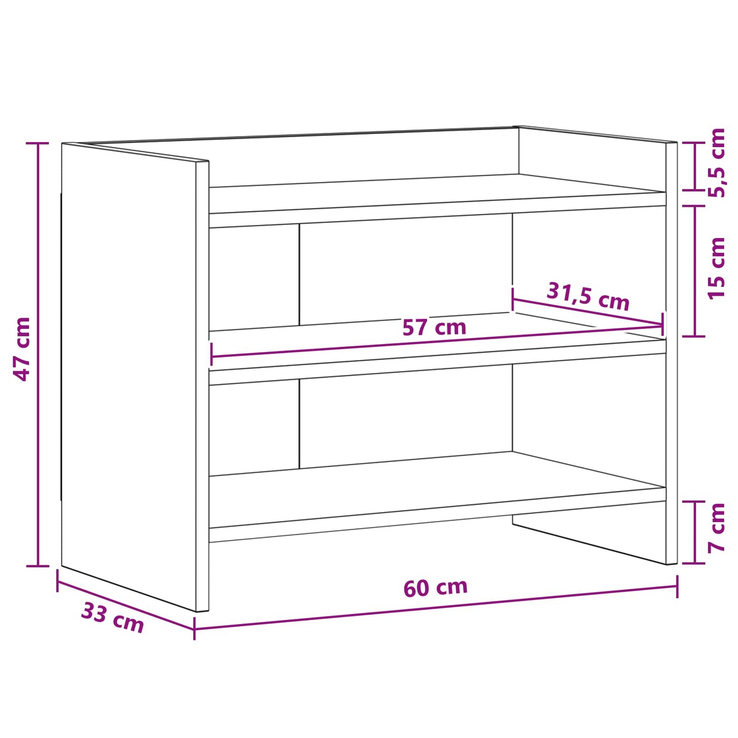 TV Cabinet 60 x 33 x 47 cm White Engineered Wood