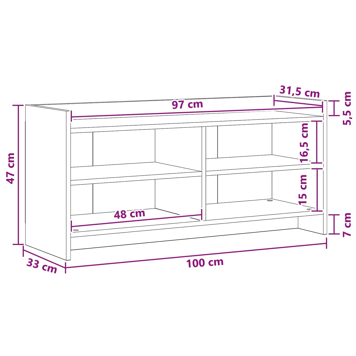 TV Cabinet 100 x 33 x 47 cm Concrete Grey Engineered Wood