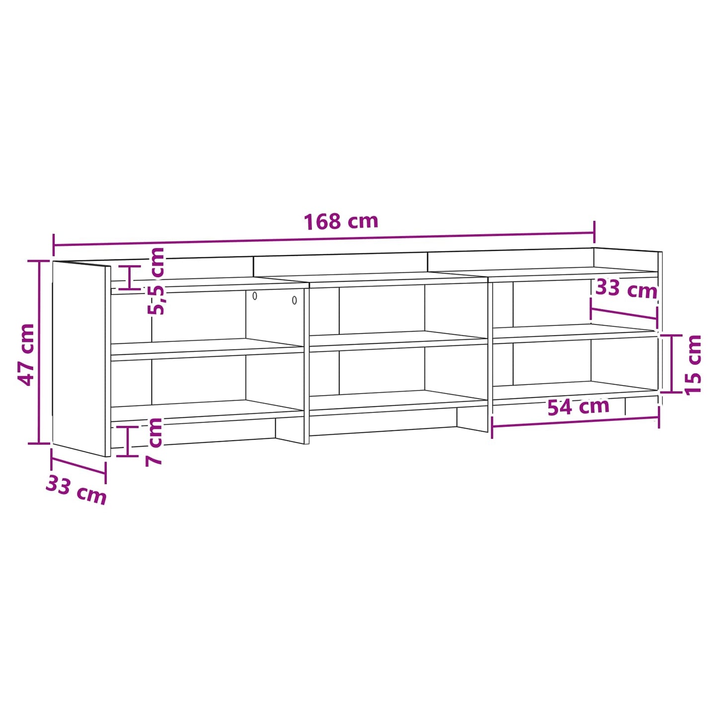 TV Cabinet 168 x 33 x 47 cm Black Oak Engineered Wood