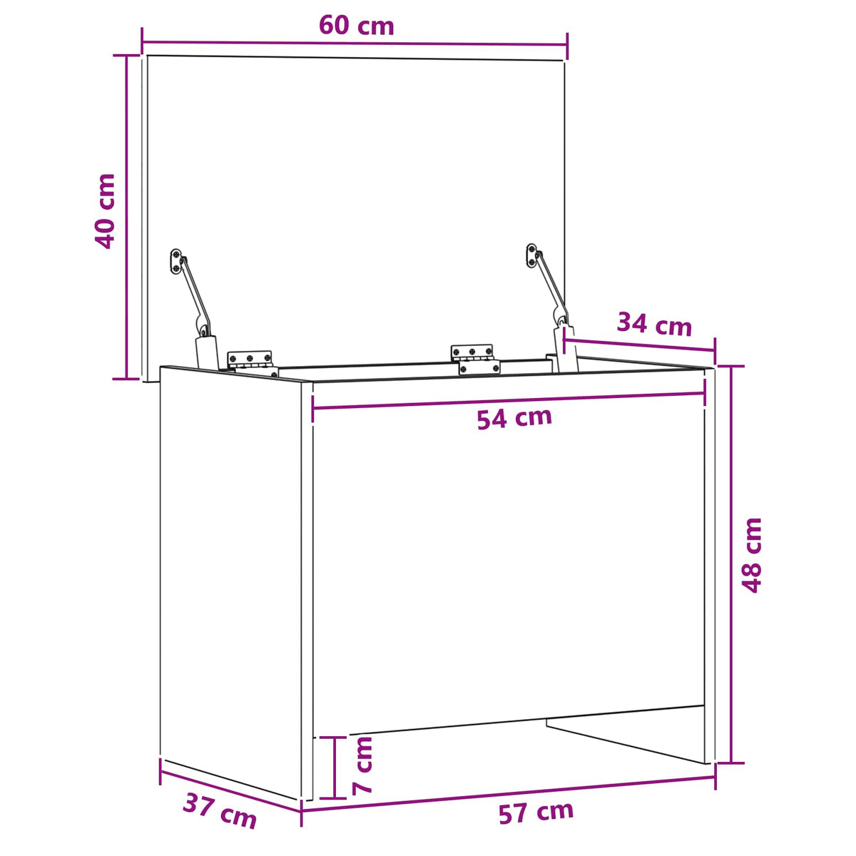 Storage Chest Concrete Grey 60 x 40 x 50 cm Engineered Wood