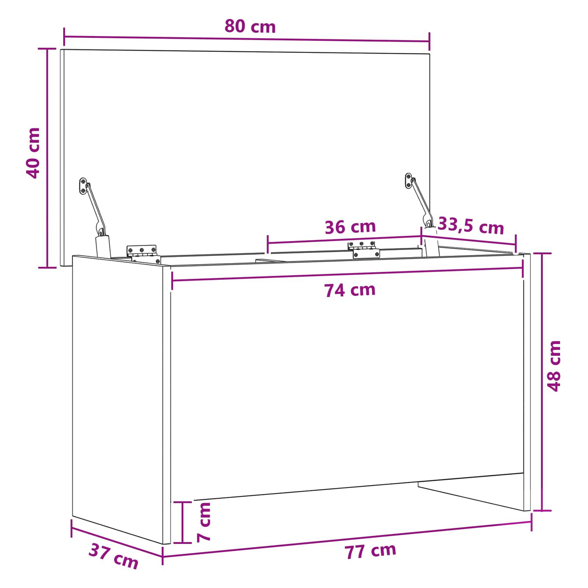 Storage Chest Concrete Grey 80 x 40 x 50 cm Engineered Wood