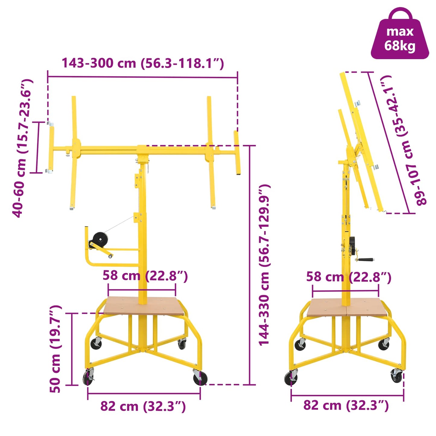Plasterboard Lifter Steel Yellow