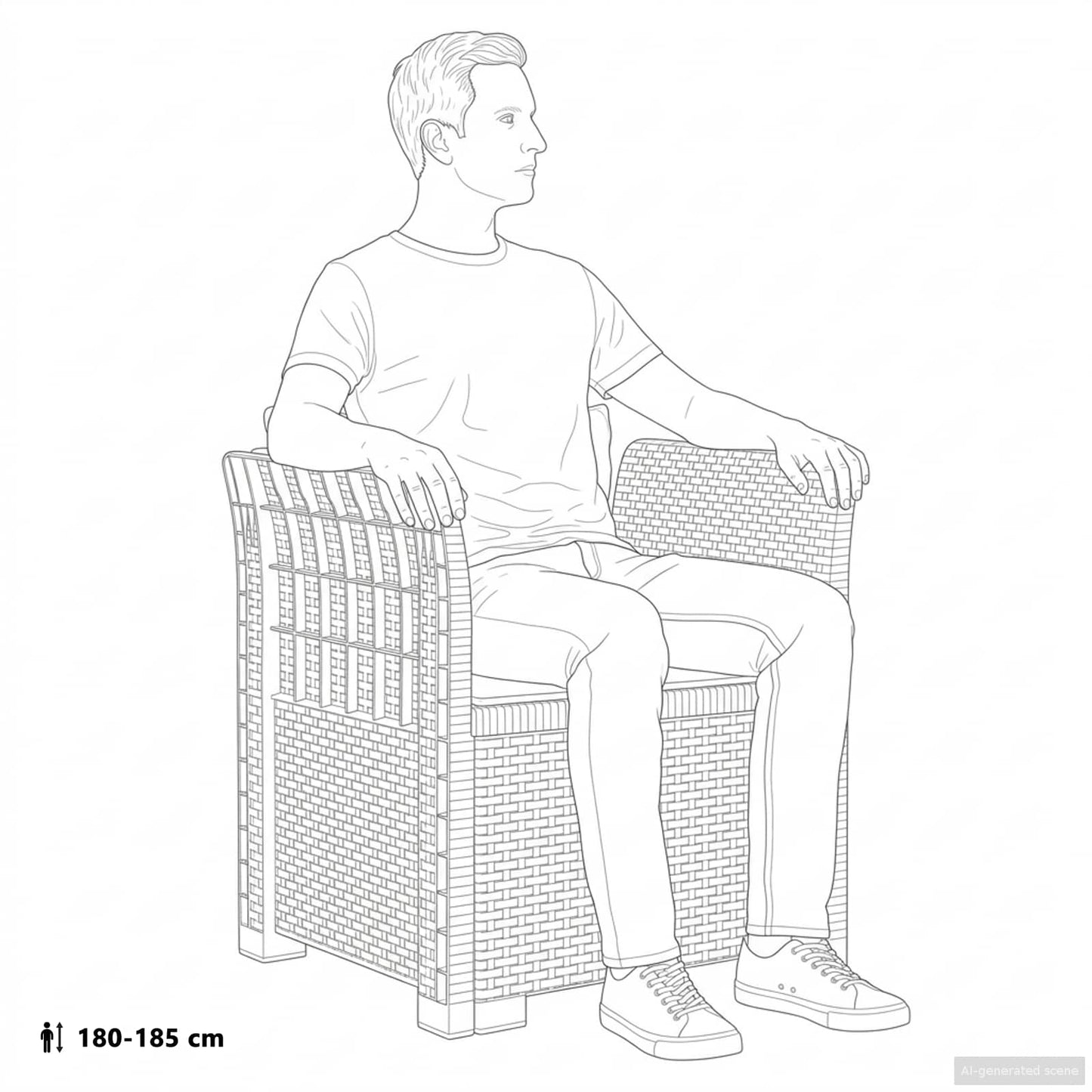 1-Seater Armchair Rattan Look PP Light Grey