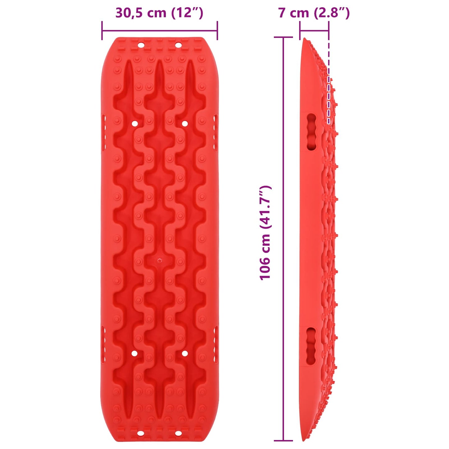 Traction Board 2 pcs Red 106 x 30.5 x 7 cm Reinforced Nylon