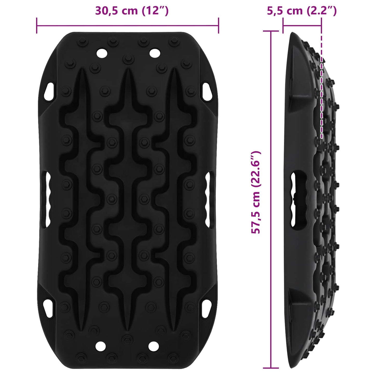 Traction Board 2 pcs Black 57.5x30.5x5.5 cm Reinforced Nylon