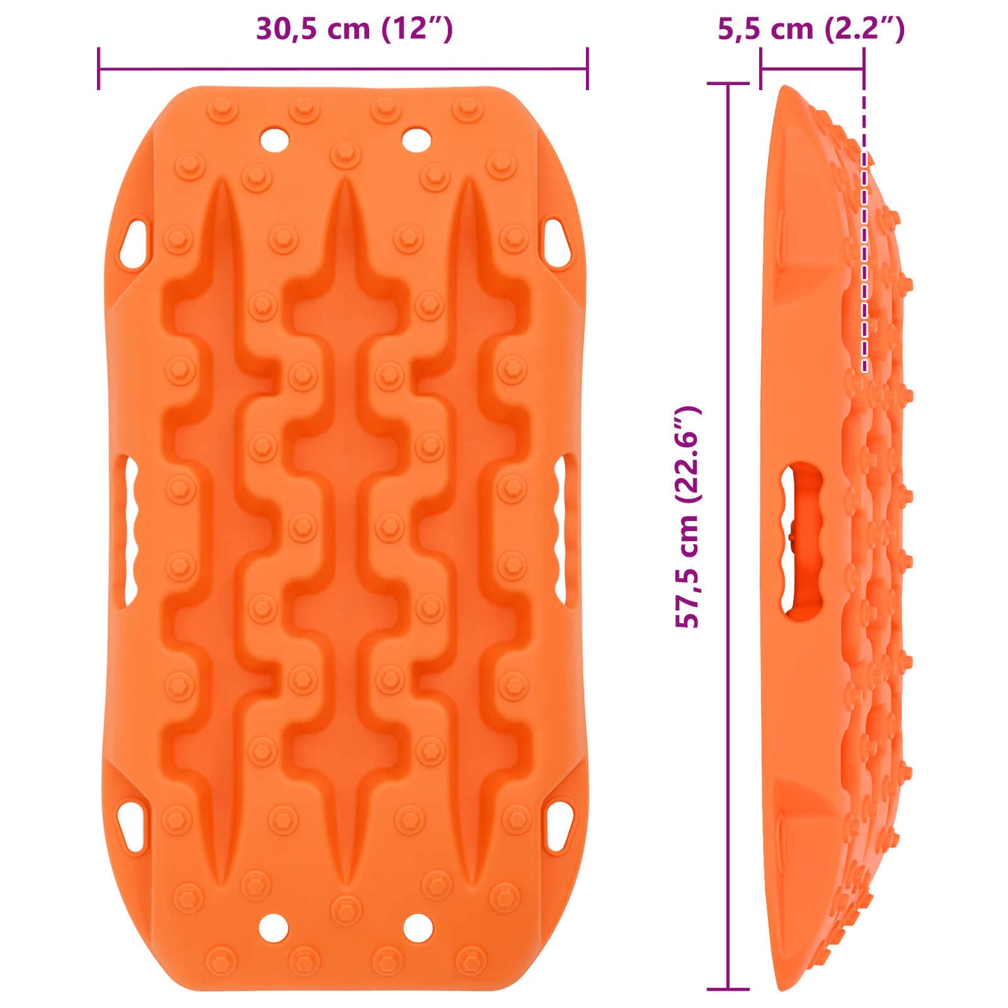 Traction Board 2 pcs Orange 57.5x30.5x5.5 cm Reinforced Nylon