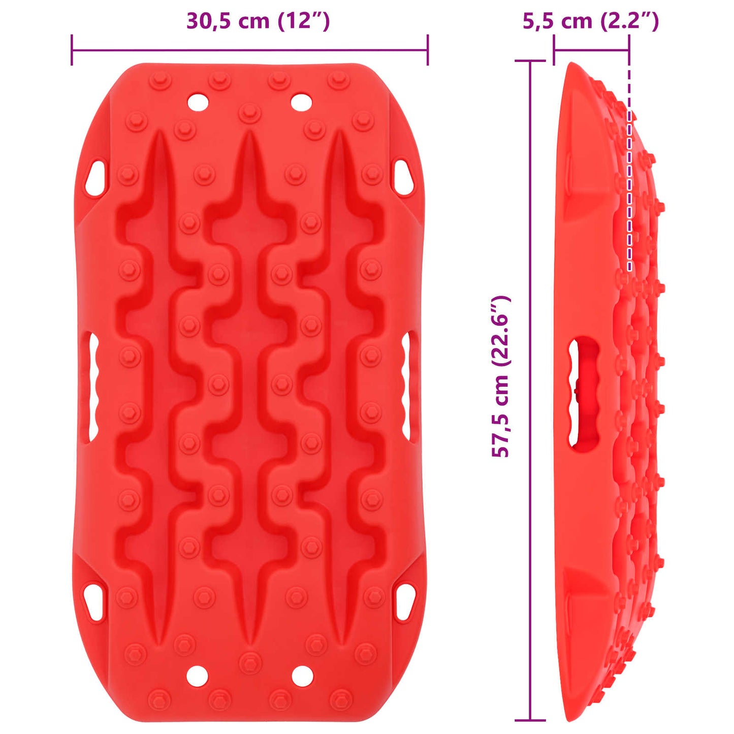 Traction Board 2 pcs Red 57.5 x 30.5 x 5.5 cm Reinforced Nylon