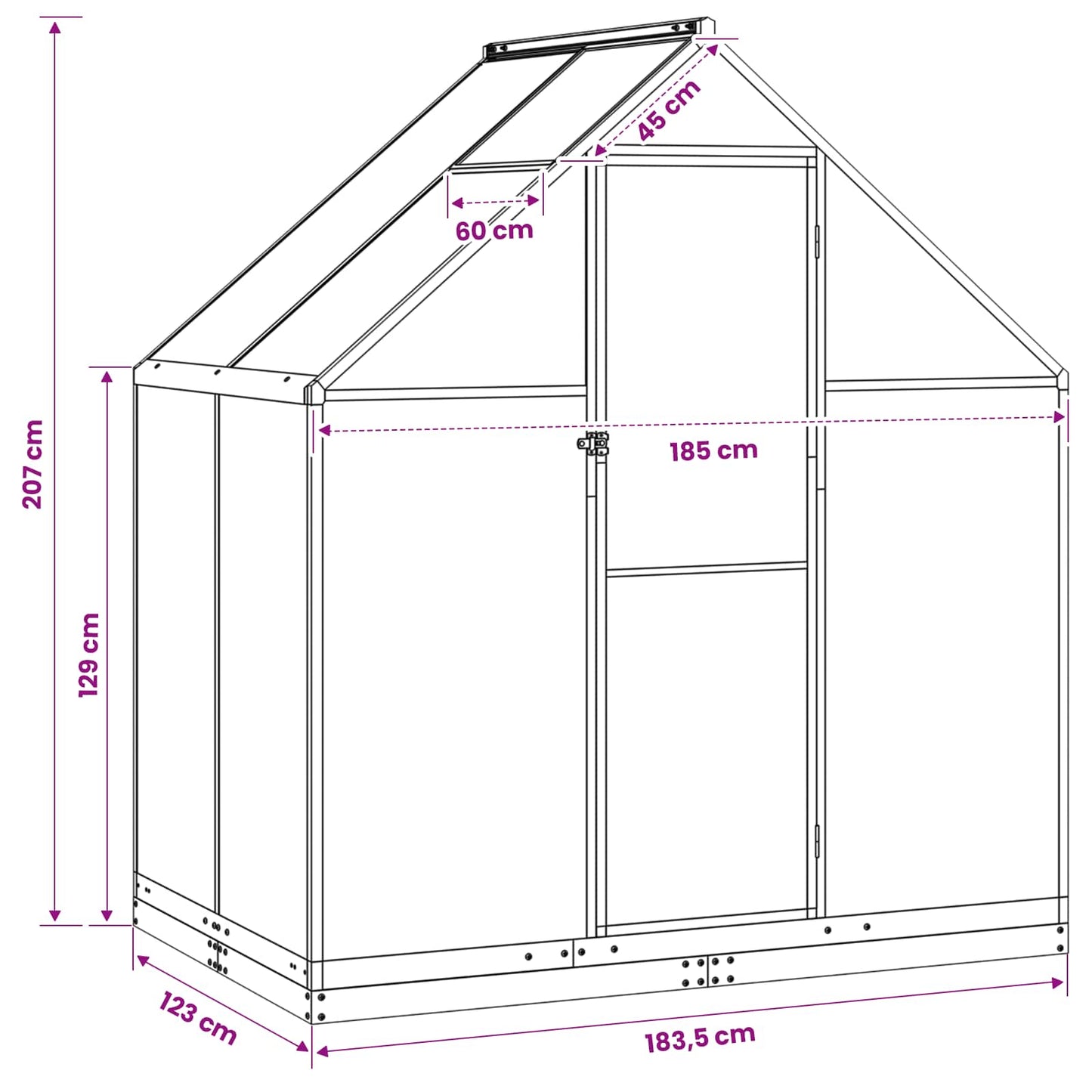 Garden Greenhouse with Door Anthracite 72.24 x 48.43 x 81.50 in