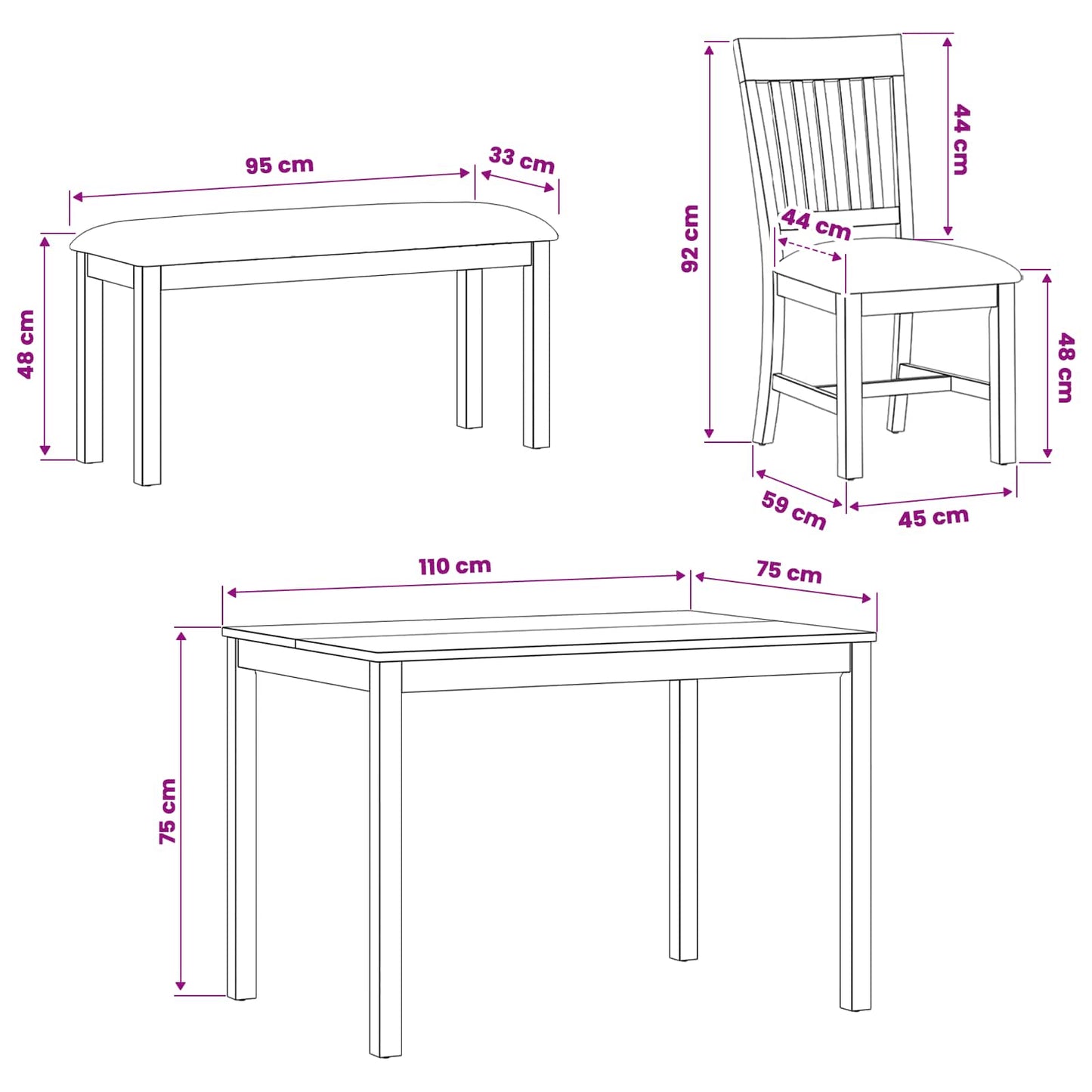 Dining Set 5 pcs Beige Solid Oak Wood