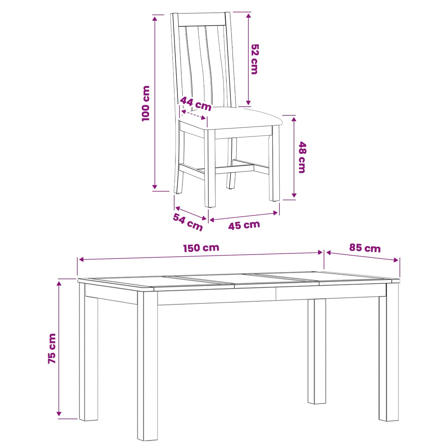 Dining Set 7 pcs Black Solid Oak Wood