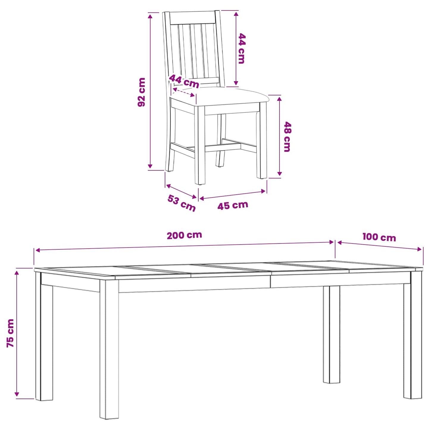 Dining Set 7 pcs Grey Solid Oak Wood