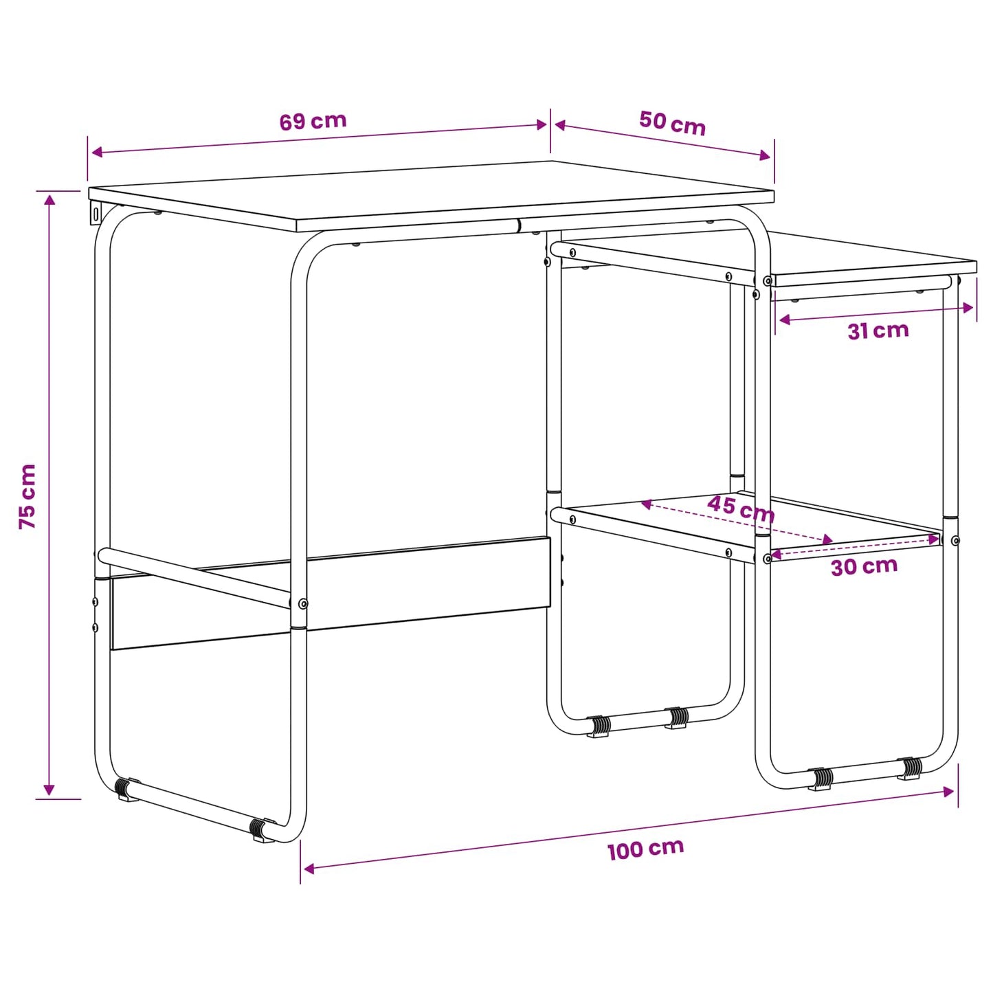 Desk with Storage Oak Wood 100 x 50 x 75 cm