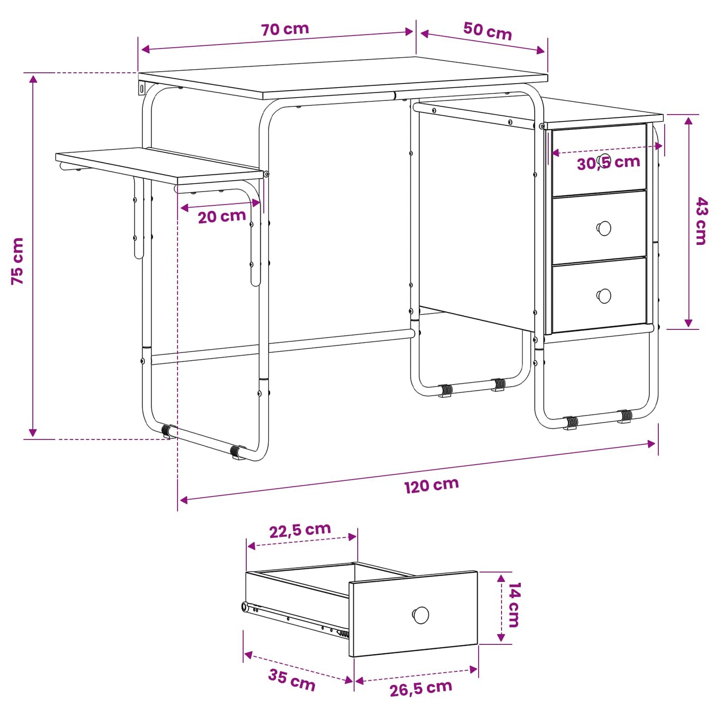Desk with Storage Sonoma Oak 120 x 50 x 75 cm