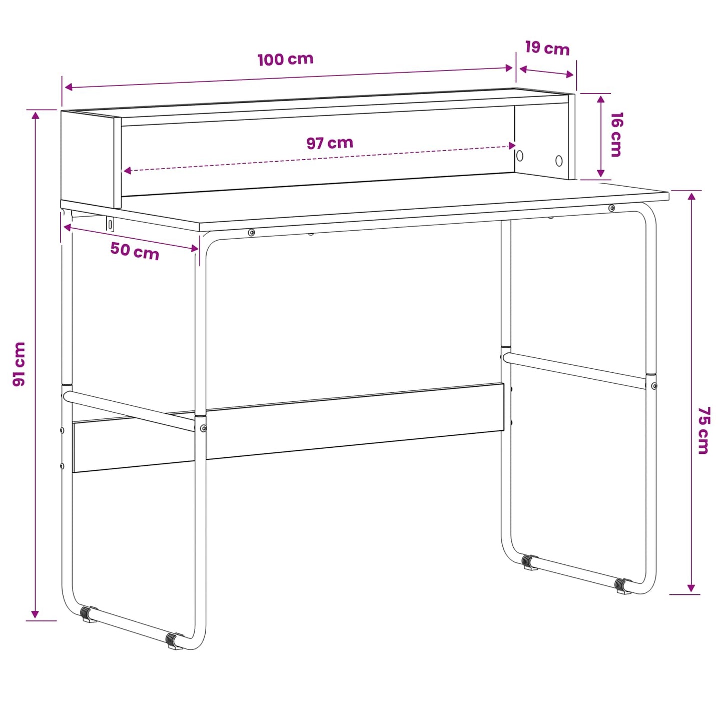 Desk with Storage Grey Sonoma 100 x 50 x 91 cm