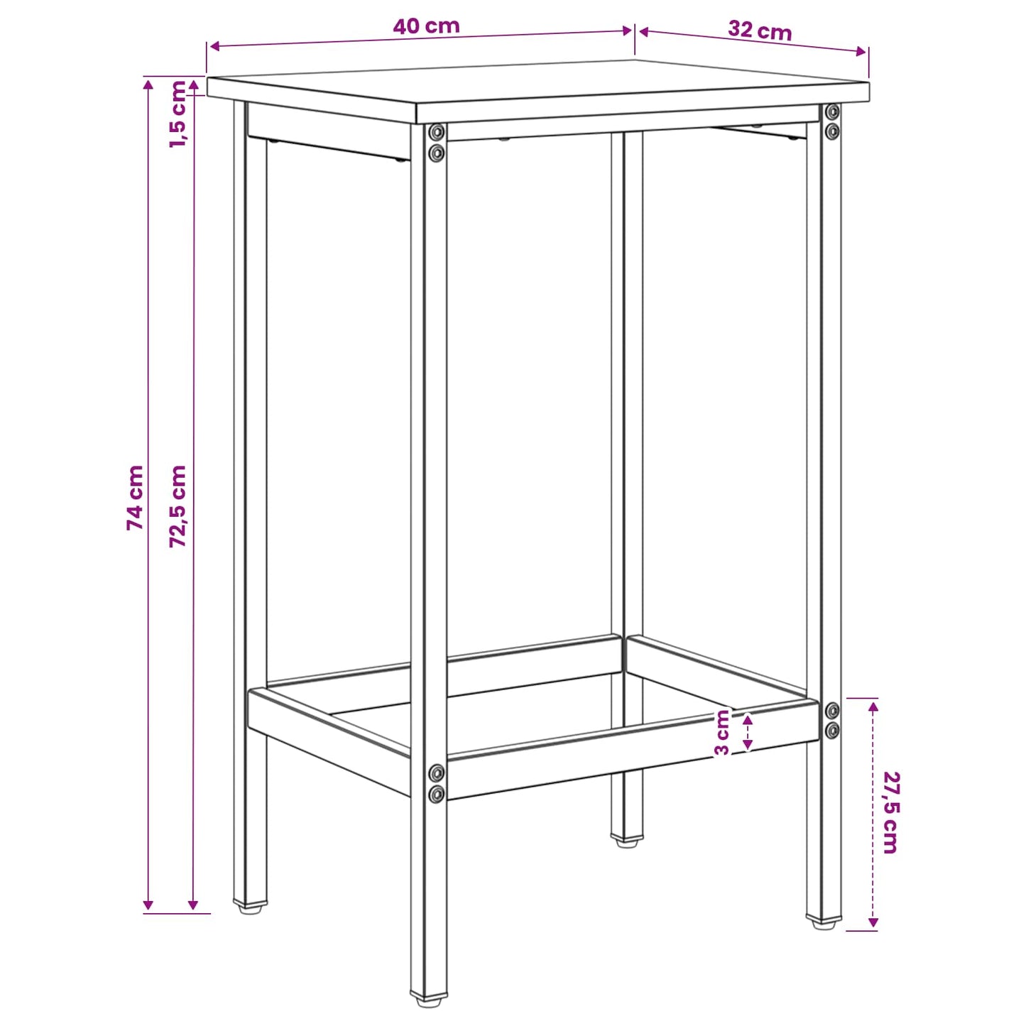 Bar Stool Old Wood 40 x 32 x 74 cm Engineered Wood